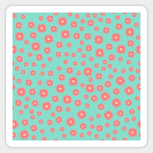 Pink Flowers on Green Background Sticker